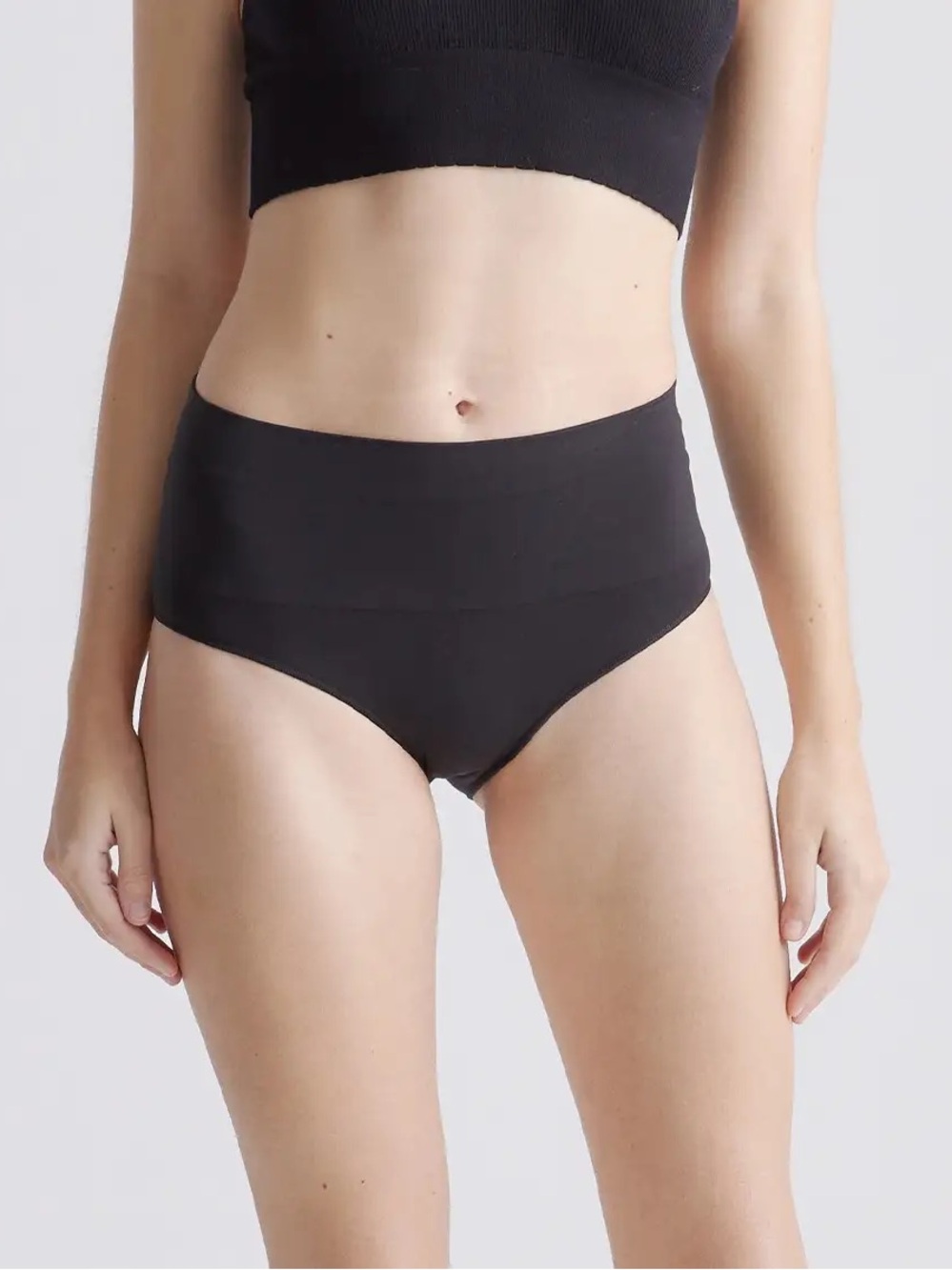 New Quince Underwear 3 Shaping High Waisted Brief Black Womens Small Seamless